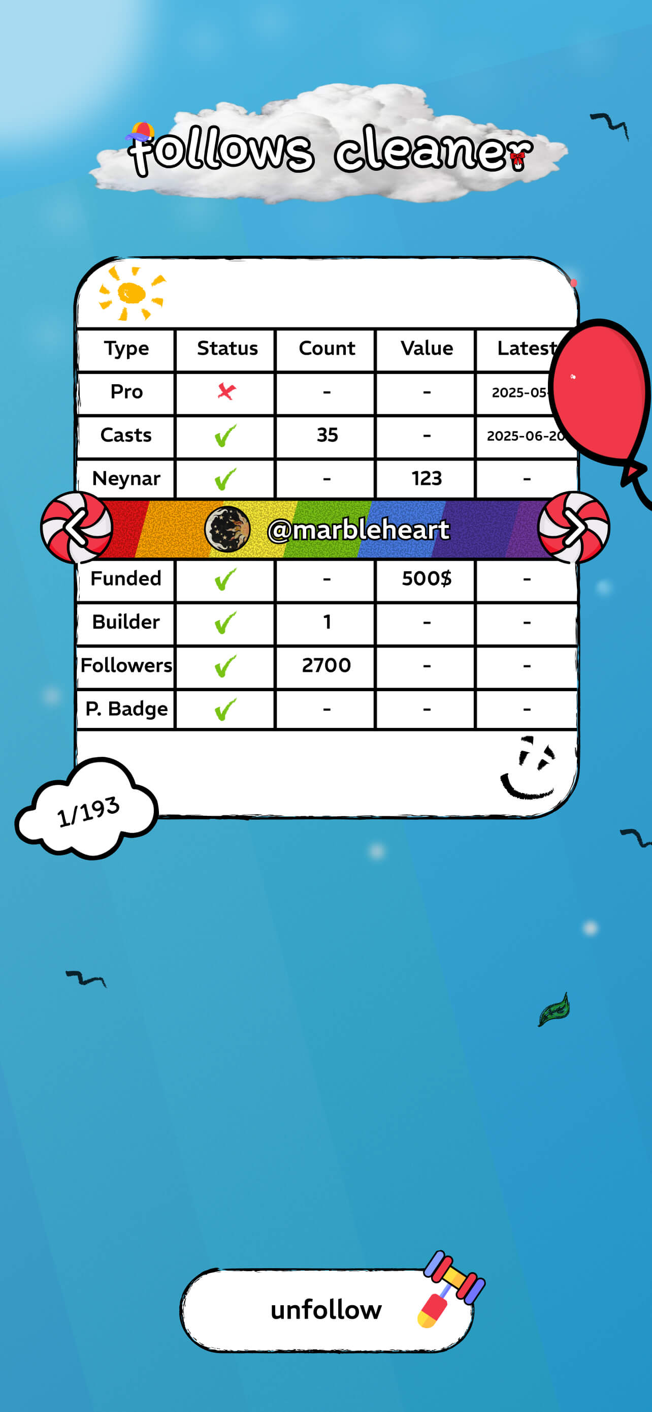 clean your following easily - Farcaster Mini Apps screenshot